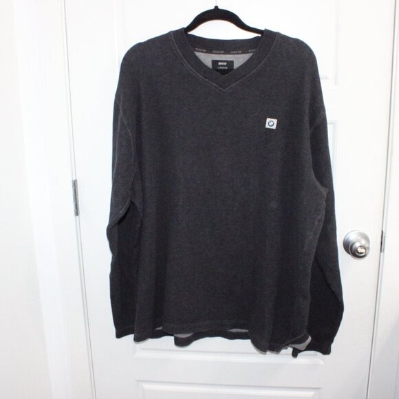 3/$30 BMW Lifestyle Vintage Embroidered Mens Sweater V Neck Charcoal Size XXL - Picture 1 of 5